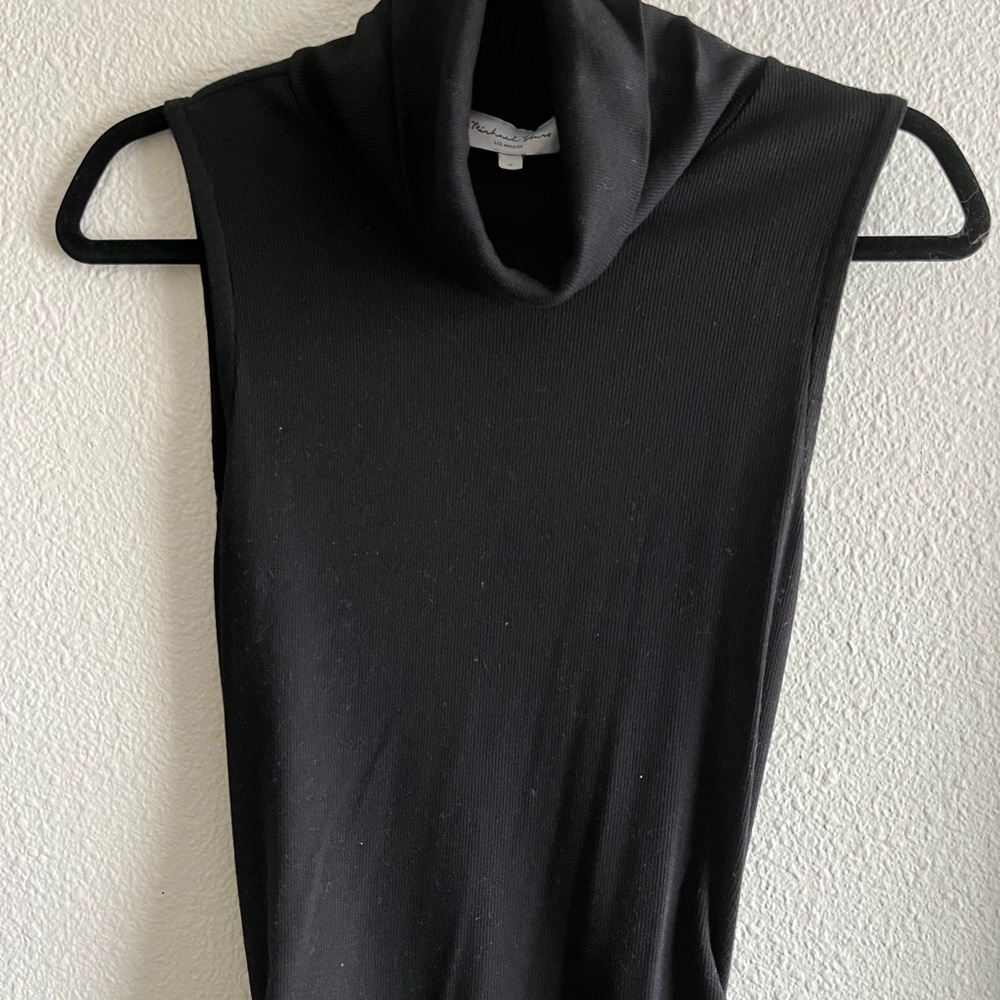 Black stretchy turtle neck pencil dress.